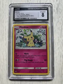 Pokemon TCG: Mimikyu SM163 Sun & Moon Holo Team Up Promo PSA 8 - Image 1