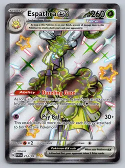 Espathra ex 214/091 Shiny Ultra Rare Paldean Fates Pokemon Holo Near Mint - Image 1
