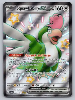 Squawkabilly ex 223/091 Shiny Ultra Rare Paldean Fates Pokemon Holo Near Mint - Image 1