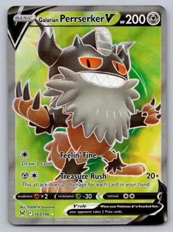 Galarian Perrserker V 183/196 Ultra Rare Lost Origin Pokemon Holo Near Mint - Image 1