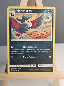 130/236 Honchkrow Rare Unified Minds Sun & Moon Pokemon TCG Card 2019 - Image 1