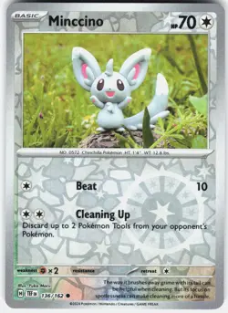 Minccino 136/162 Common Temporal Forces Pokemon Reverse Holo Lightly Played - Image 1