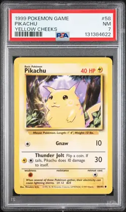 Pokemon TCG Pikachu 58/102 Base Set Yellow Cheeks PSA 7 - Image 1