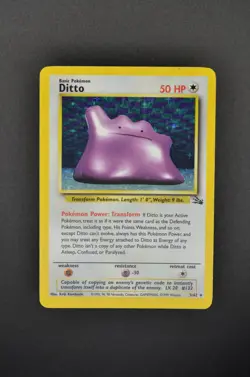 Ditto 3/62 Fossil 1999 Holo Rare Unlimited NM MINT Vintage English Pokemon Card - Image 1
