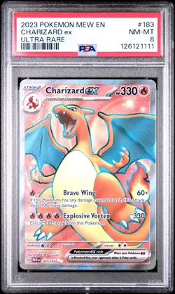 2023 POKEMON MEW EN-151 ULTRA RARE #183 CHARIZARD EX PSA 8 - Image 1