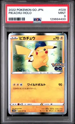 2022 POKEMON GO JPN #028 PIKACHU-HOLO PSA 9 - Image 1