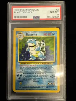 1999 POKEMON BASE SET UNLIMITED 2/102 BLASTOISE HOLO RARE PSA 8 NM MINT - Image 1