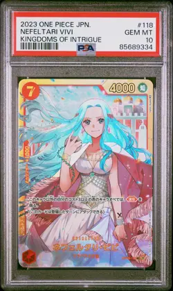 PSA 10 GEM MINT JAPANESE ONE PIECE 2023 NEFELTARI VIVI OP04-118 SEC KINGDOMS INT - Image 1