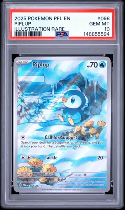 2025 POKEMON PFL EN-PHANTASMAL FLAMES ILLUSTRATION RARE #098 PIPLUP PSA 10 - Image 1