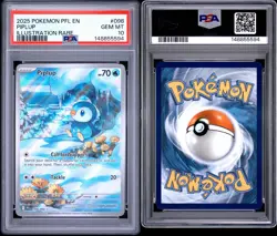 2025 POKEMON PFL EN-PHANTASMAL FLAMES ILLUSTRATION RARE #098 PIPLUP PSA 10 - Image 3