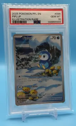 2025 POKEMON PFL EN-PHANTASMAL FLAMES ILLUSTRATION RARE #098 PIPLUP PSA 10 - Image 4