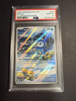 2025 POKEMON PFL EN-PHANTASMAL FLAMES ILLUSTRATION RARE #098 PIPLUP PSA 10 - Image 1