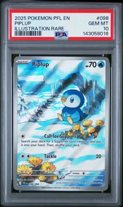 2025 POKEMON PFL EN-PHANTASMAL FLAMES ILLUSTRATION RARE #098 PIPLUP PSA 10 - Image 1