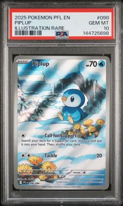 2025 POKEMON PFL EN-PHANTASMAL FLAMES ILLUSTRATION RARE #098 PIPLUP PSA 10 - Image 1