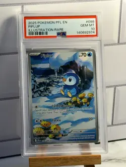 2025 POKEMON PFL EN-PHANTASMAL FLAMES ILLUSTRATION RARE #098 PIPLUP PSA 10 - Image 1