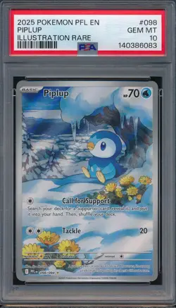 2025 Pokemon Phantasmal Flames 098 Piplup Illustration Rare PSA 10 - 140386083 - Image 1