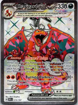 Charizard ex 215/197 Ultra Rare Obsidian Flames Pokemon Near Mint - Image 1