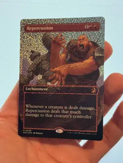 1X CONFETTI FOIL Repercussion BORDERLESS ANIME MINT MTG Magic WOE Eldraine EDH - Image 1