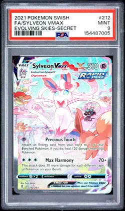 Pokemon TCG Sylveon Vmax 212/203! Evolving Skies! PSA 9! - Image 1