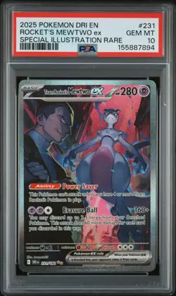 2025 POKEMON DRI EN-DESTINED RIVALS #231 TEAM ROCKET'S MEWTWO EX PSA 10 - Image 1