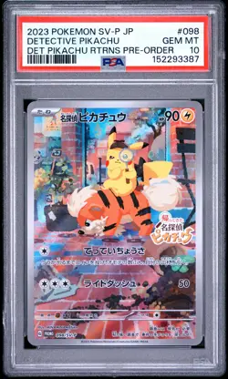2023 POKEMON JAPANESE SV-P PROMO #098 DETECTIVE PIKACHU PSA 10 - Image 1