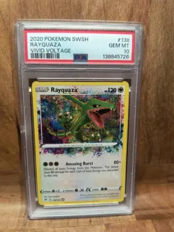 Pokemon TCG Rayquaza Amazing Rare Holo Swsh04 Vivid Voltage PSA 10 138/185 - Image 1