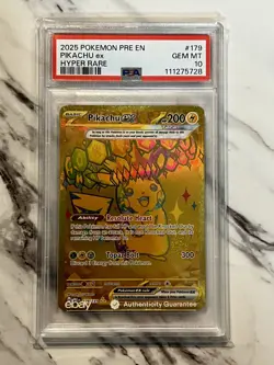 2025 POKEMON PRE EN-PRISMATIC EVOLUTIONS HYPER RARE #179 PIKACHU EX PSA 10 - Image 1