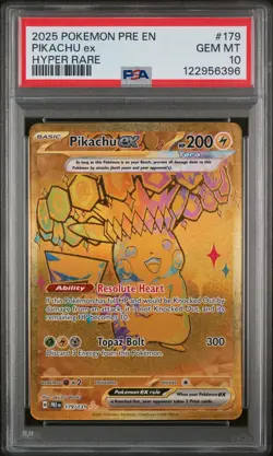 2025 POKEMON PRE EN-PRISMATIC EVOLUTIONS HYPER RARE #179 PIKACHU EX PSA 10 - Image 1