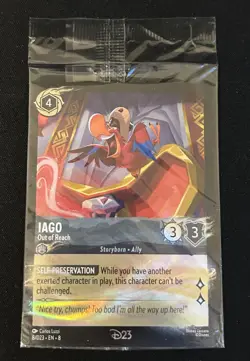Disney Lorcana TCG Iago Out of Reach 8/D23 Promo Foil Sealed - Image 1