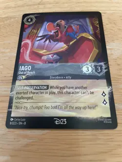 Disney D23 Gold Member Exclusive IAGO Out of Reach Lorcana Card Sealed Package - Image 1