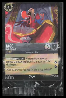 New 2025 Disney Lorcana Iago Out of Reach D23 Promo Exclusive Foil Card Sealed - Image 1
