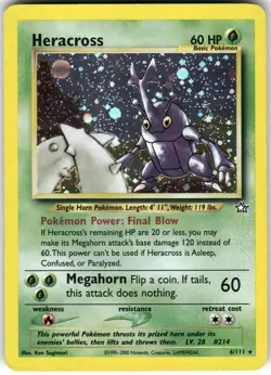 Heracross 6/111 Rare Neo Genesis Pokemon Unlimited Holo Heavily Played - Image 1