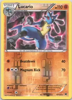2016 XY - Fates Collide Lucario (47) REVERSE HOLO #47/124 - Image 1