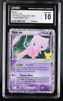 CGC 10 Mew EX 88/92 Pokemon Celebrations Classic 2021 English - Image 1