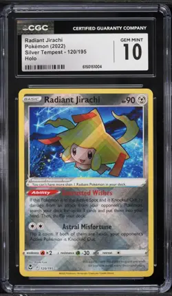 2022 Pokemon Silver Tempest Holo Radiant Jirachi #120 CGC 10 - Image 1