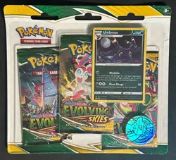 POKEMON SWORD SHIELD EVOLVING SKIES 3-PACK Blister BOOSTER UMBREON PROMO - Image 1