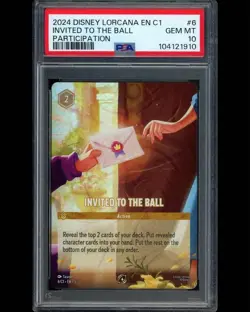DISNEY LORCANA EN PRIZE C1 #6 INVITED TO THE BALL PARTICIPATION FOIL PSA 10 - Image 1