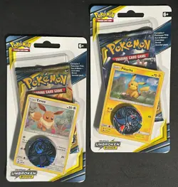 POKEMON SUN MOON UNBROKEN BONDS BLISTER BOOSTER PACK NEW PIKACHU & EEVEE - Image 1
