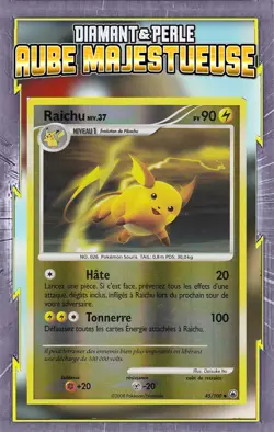 Raichu Reverse - DP05:Aube Majestueuse - 45/100 - Carte Pokemon Francaise - Image 1