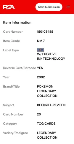 Pokemon TCG Legendary Collection Beedrill Reverse Holo 20/110 - Image 2