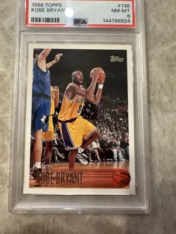 1996-97 Topps - Kobe Bryant #138 (RC) Los Angeles Lakers PSA 8 NM-MT NBA Card - Image 2