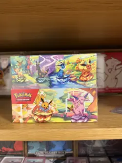 Pokemon Prismatic Evolutions Mini Tins x8 Full Set Display Case New & Sealed - Image 1