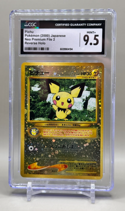 2000 Pokemon Japanese Neo Premium File 2 Pichu Reverse Holo CGC 9.5 - Image 1