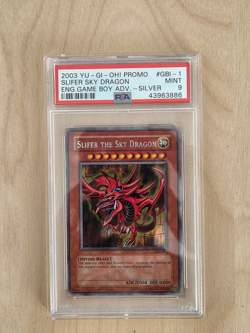 2003 YUGIOH GBI-001 SLIFER THE SKY DRAGON SECRET RARE PROMO PSA 9 MINT SRC SILVE - Image 1