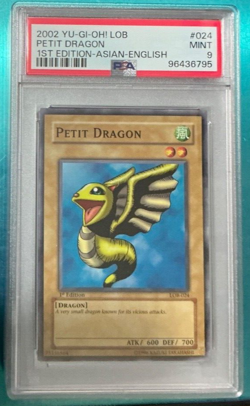Petit Dragon 1st Edition 2002 YuGiOh Legend Blue Eyes White LOB-024 AE PSA 9 - Image 3
