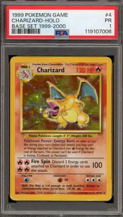 Pokemon Charizard Base Set "4th Print" 1999-2000 Holo Rare #4 PSA 1 - Image 1