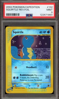 Pokemon Squirtle Expedition Reverse Holo #132 PSA 9 Mint - Image 1
