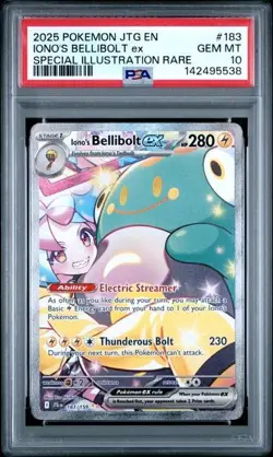 2025 POKEMON JTG IONO'S BELLIBOLT EX SPECIAL ILLUSTRATION RARE EN- 183 PSA 10 - Image 1