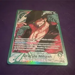 Bandai One Piece Card Game Dracule Mihawk Leader Foil Eng OP14-020 - Image 1