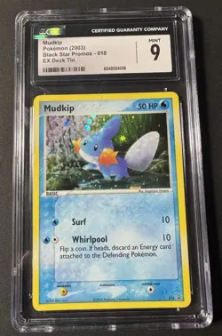 CGC 9 MINT Mudkip 018 Black Star Promos EX (Deck) Tin Holo Pokemon Card - Image 1
